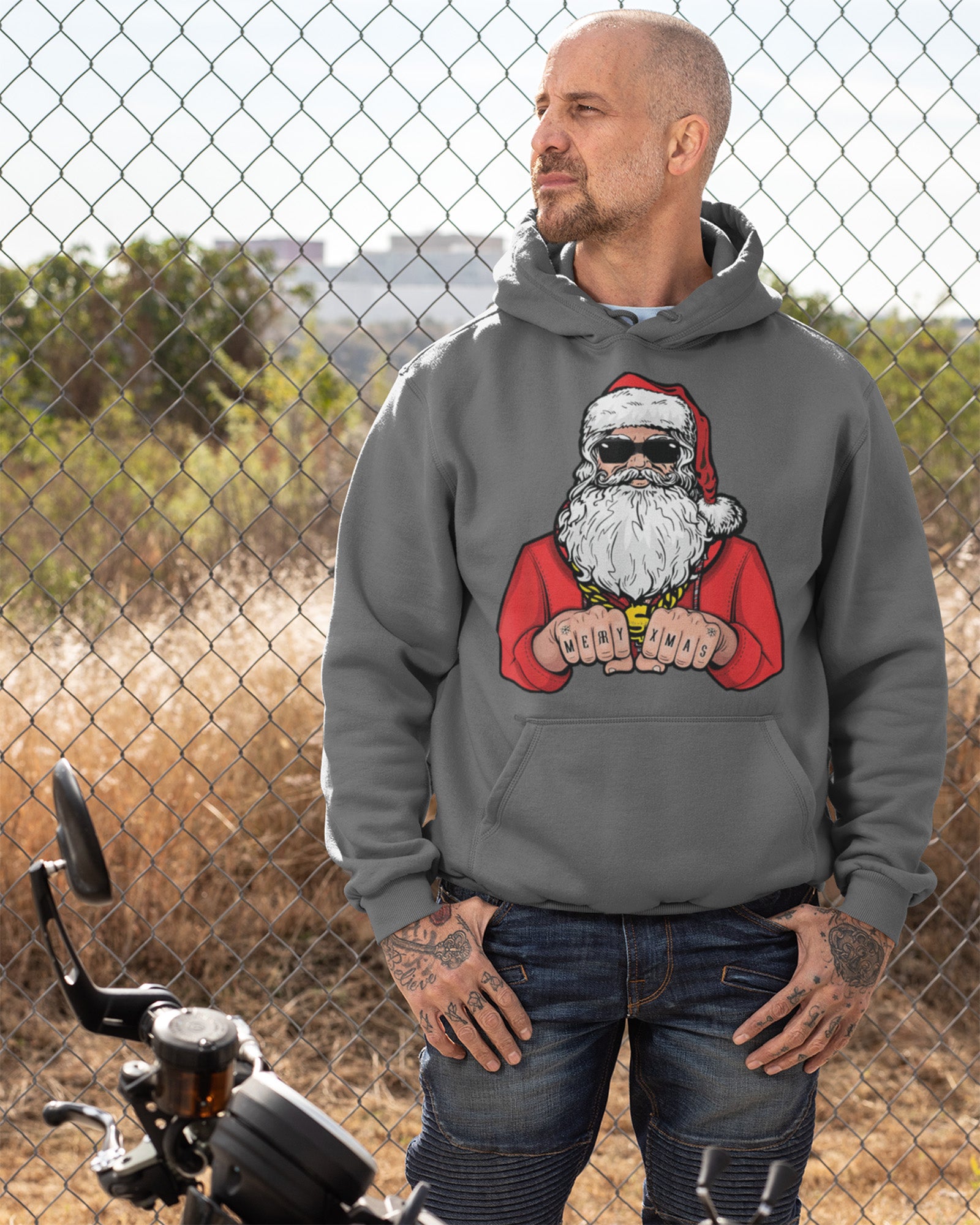 Biker Santa Hoodie
