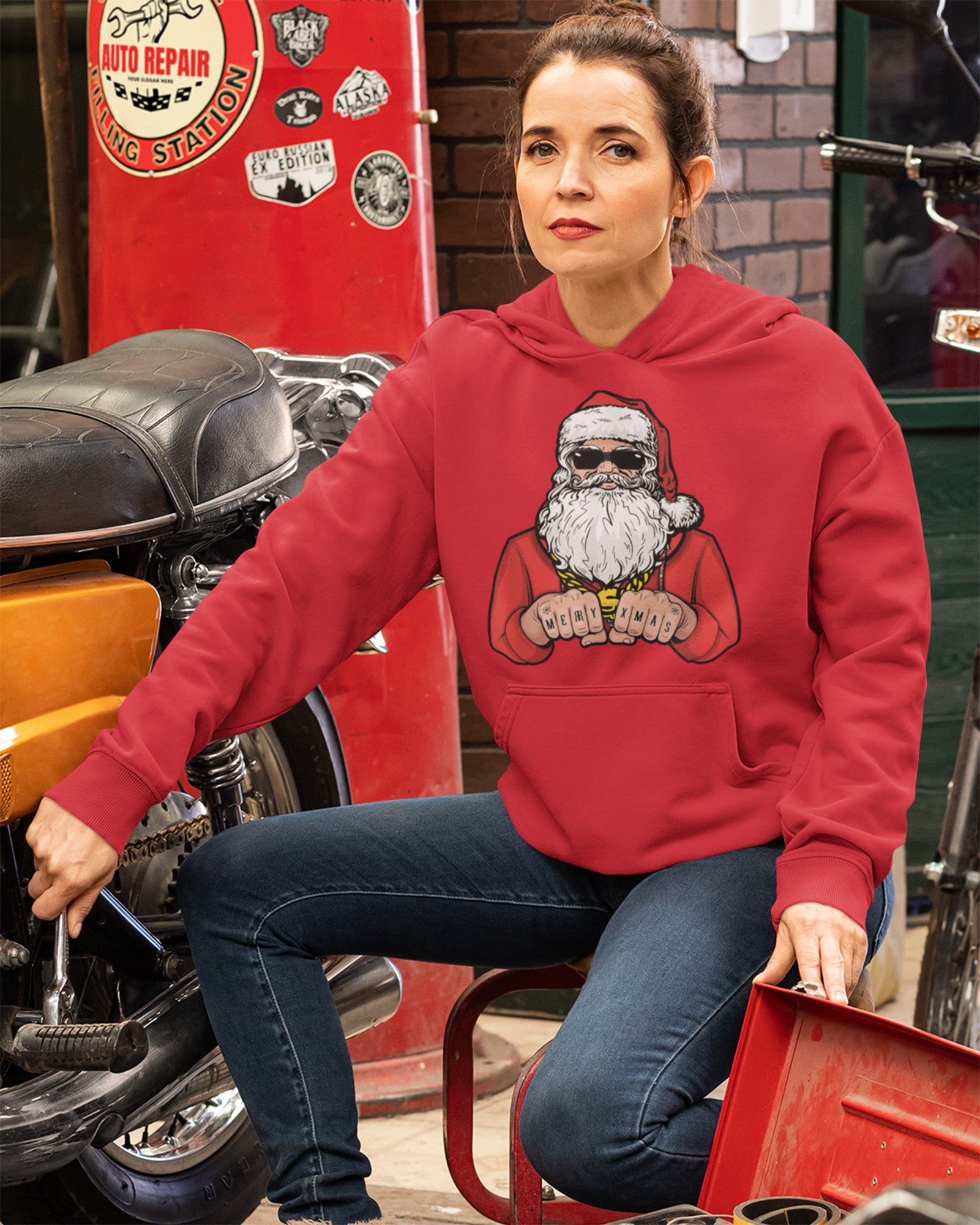 Biker Santa Hoodie