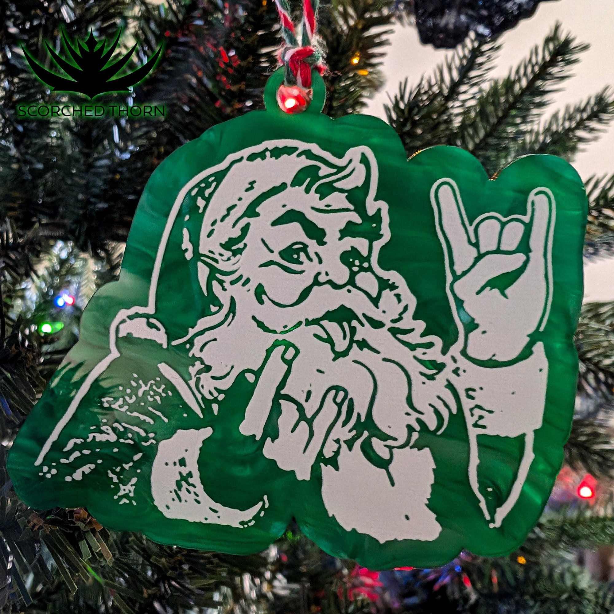 Rocker Santa Ornament