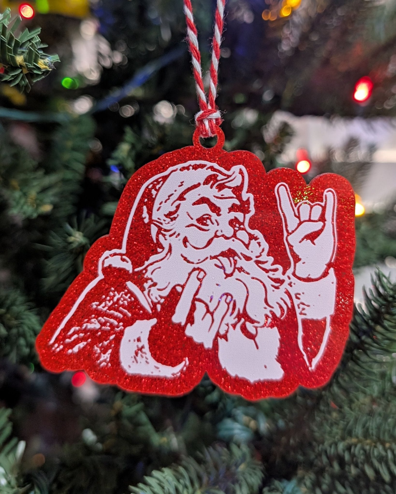 Rocker Santa Ornament