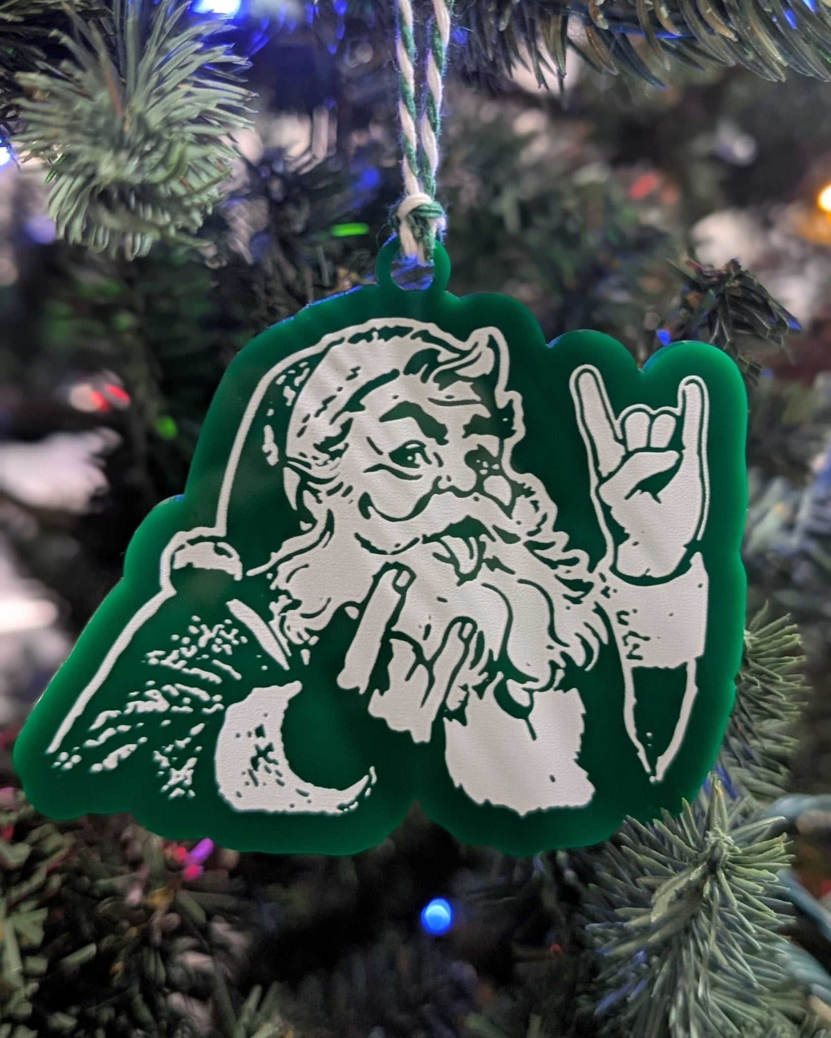 Rocker Santa Ornament