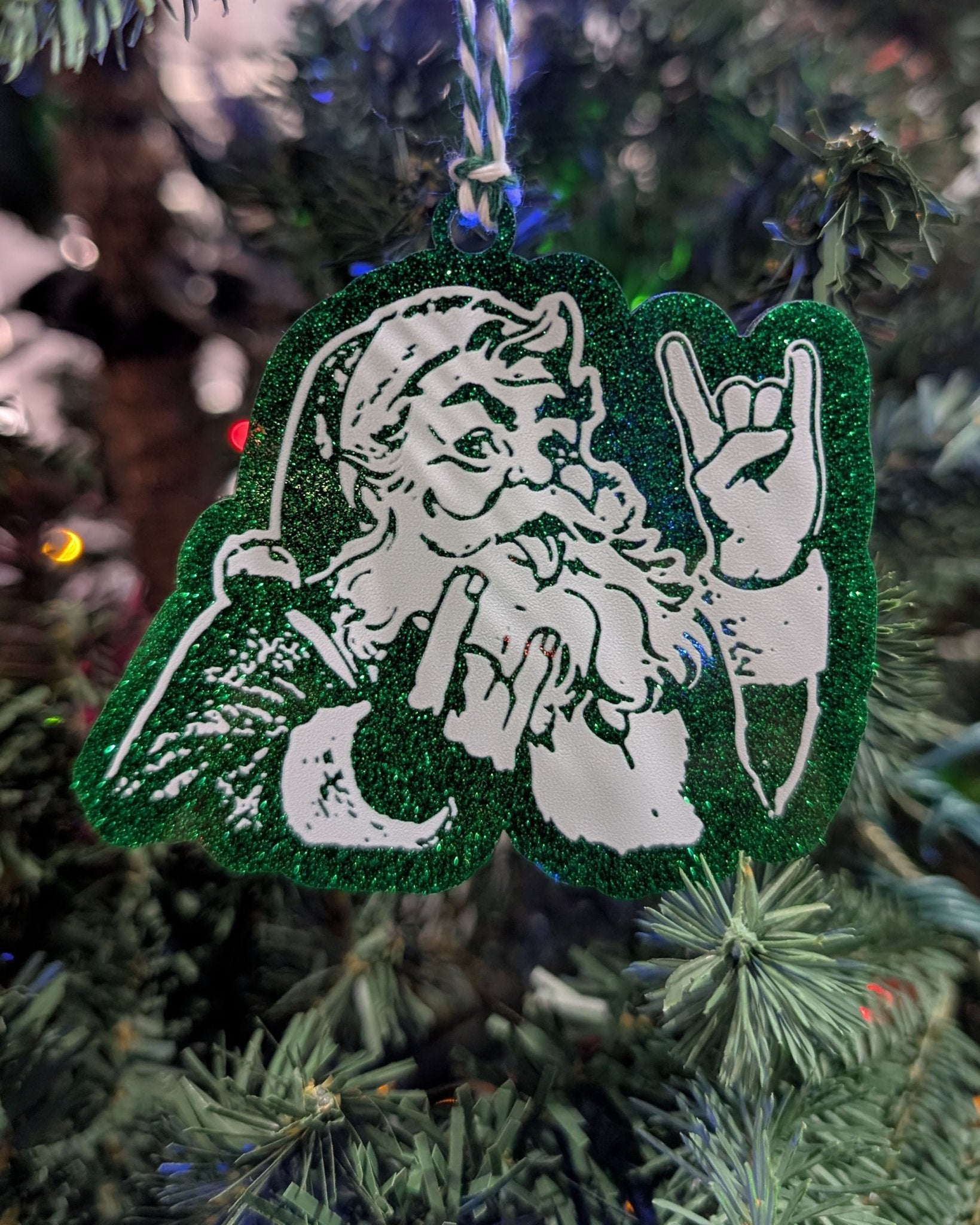 Rocker Santa Ornament