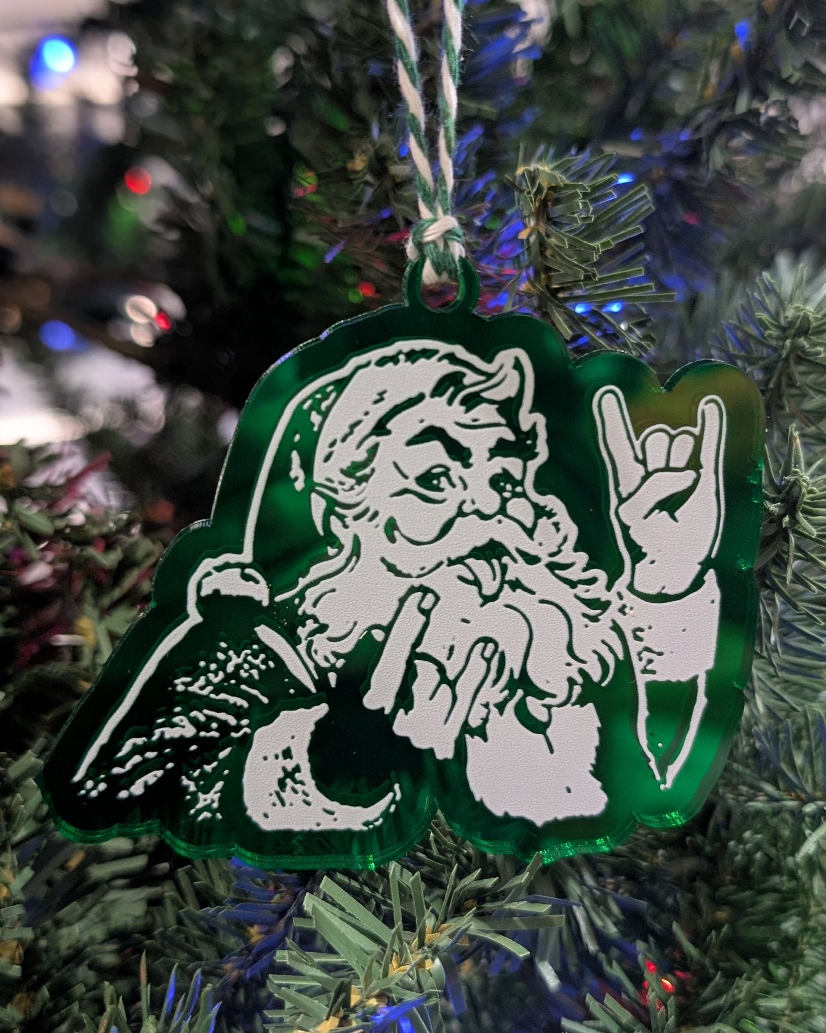 Rocker Santa Ornament