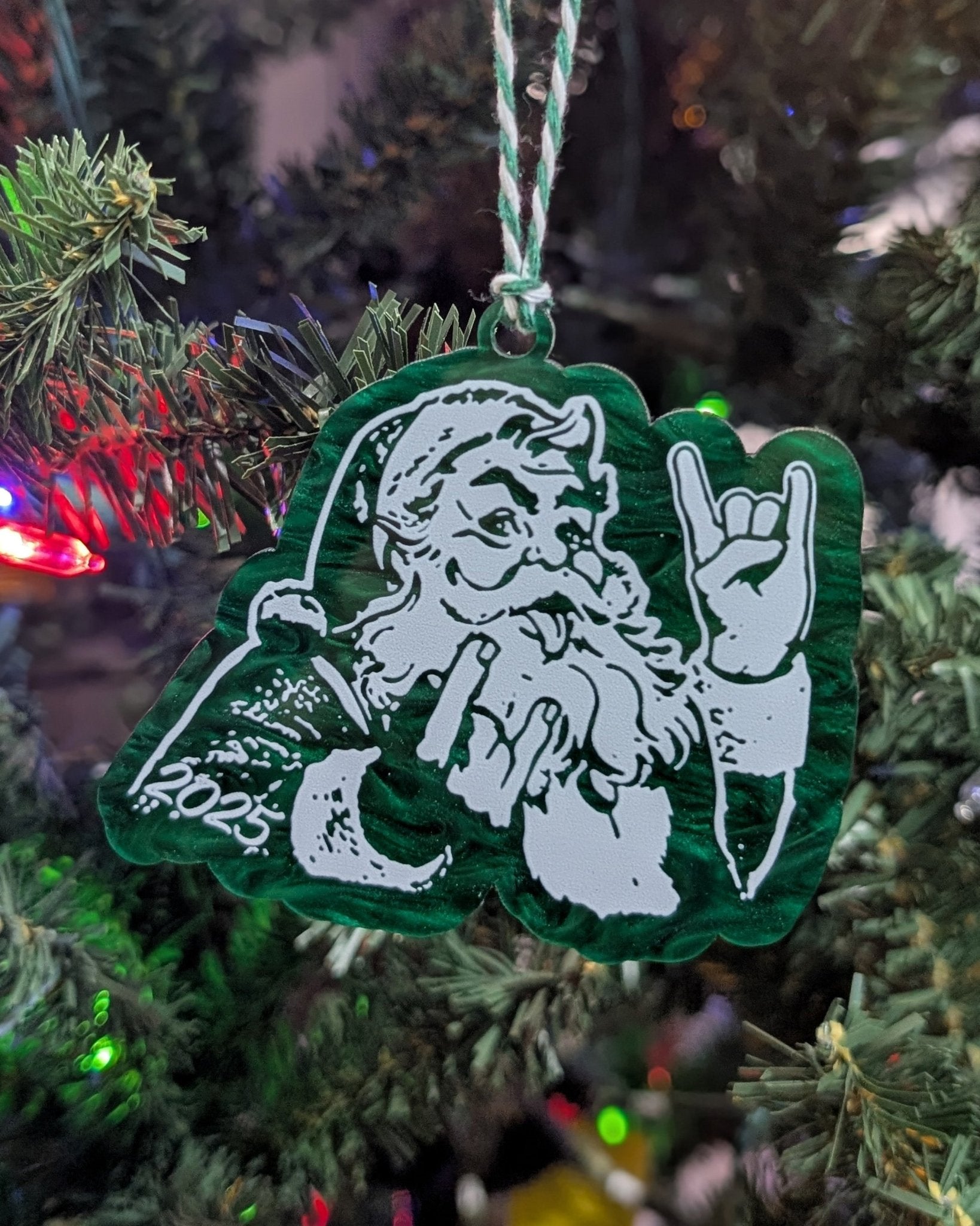 Rocker Santa Ornament