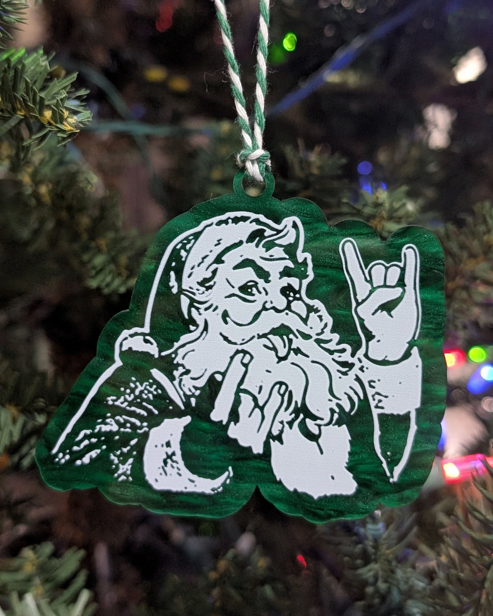 Rocker Santa Ornament