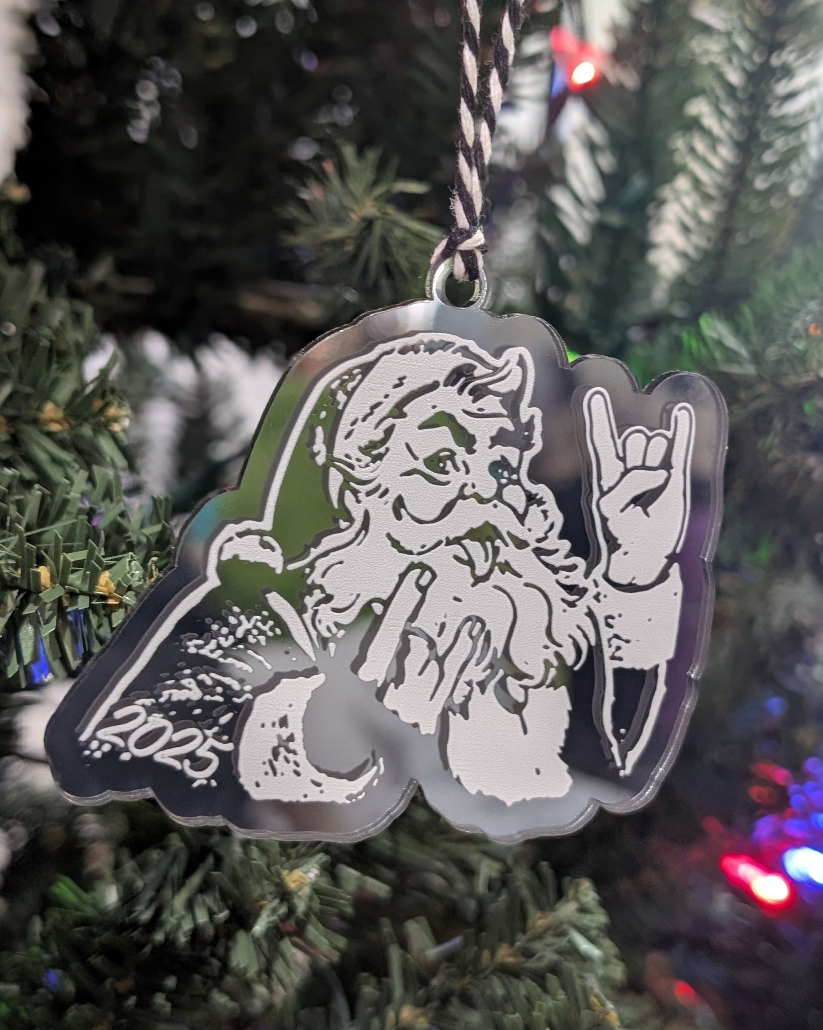 Rocker Santa Ornament