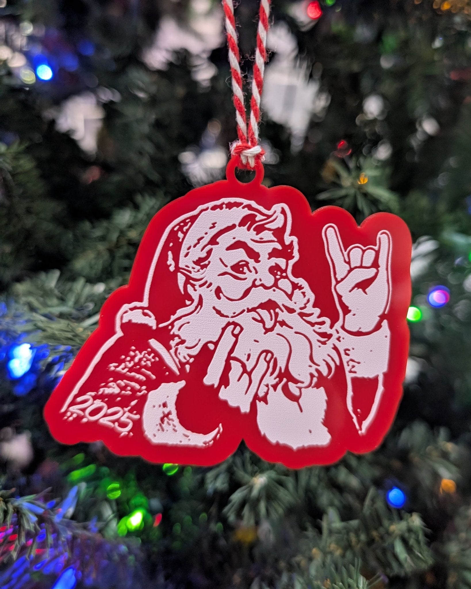 Rocker Santa Ornament