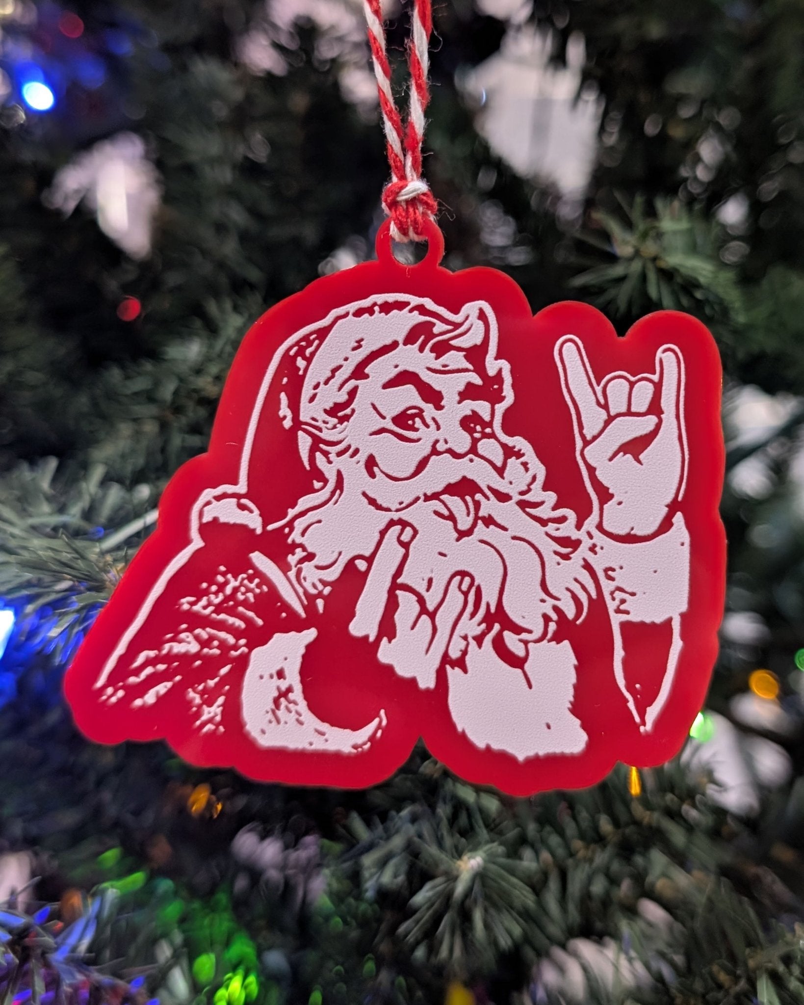Rocker Santa Ornament