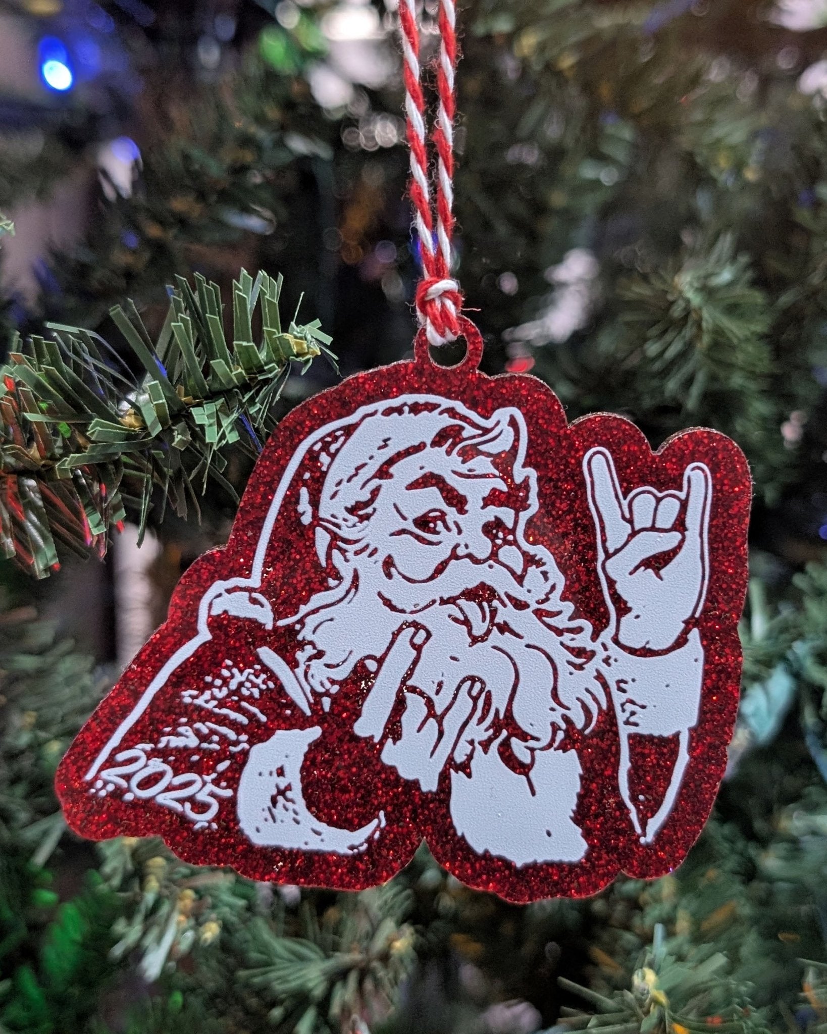 Rocker Santa Ornament