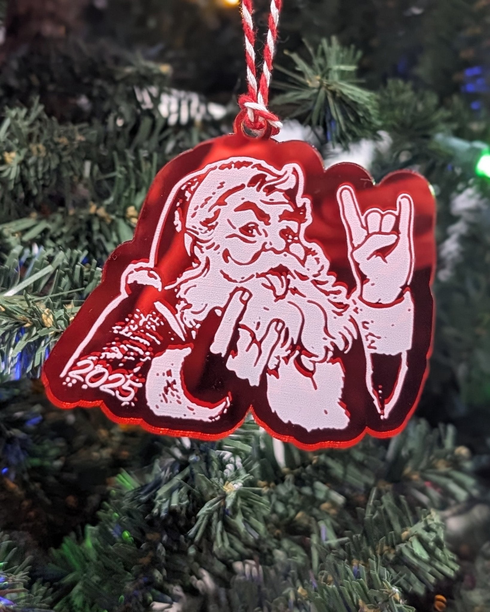 Rocker Santa Ornament