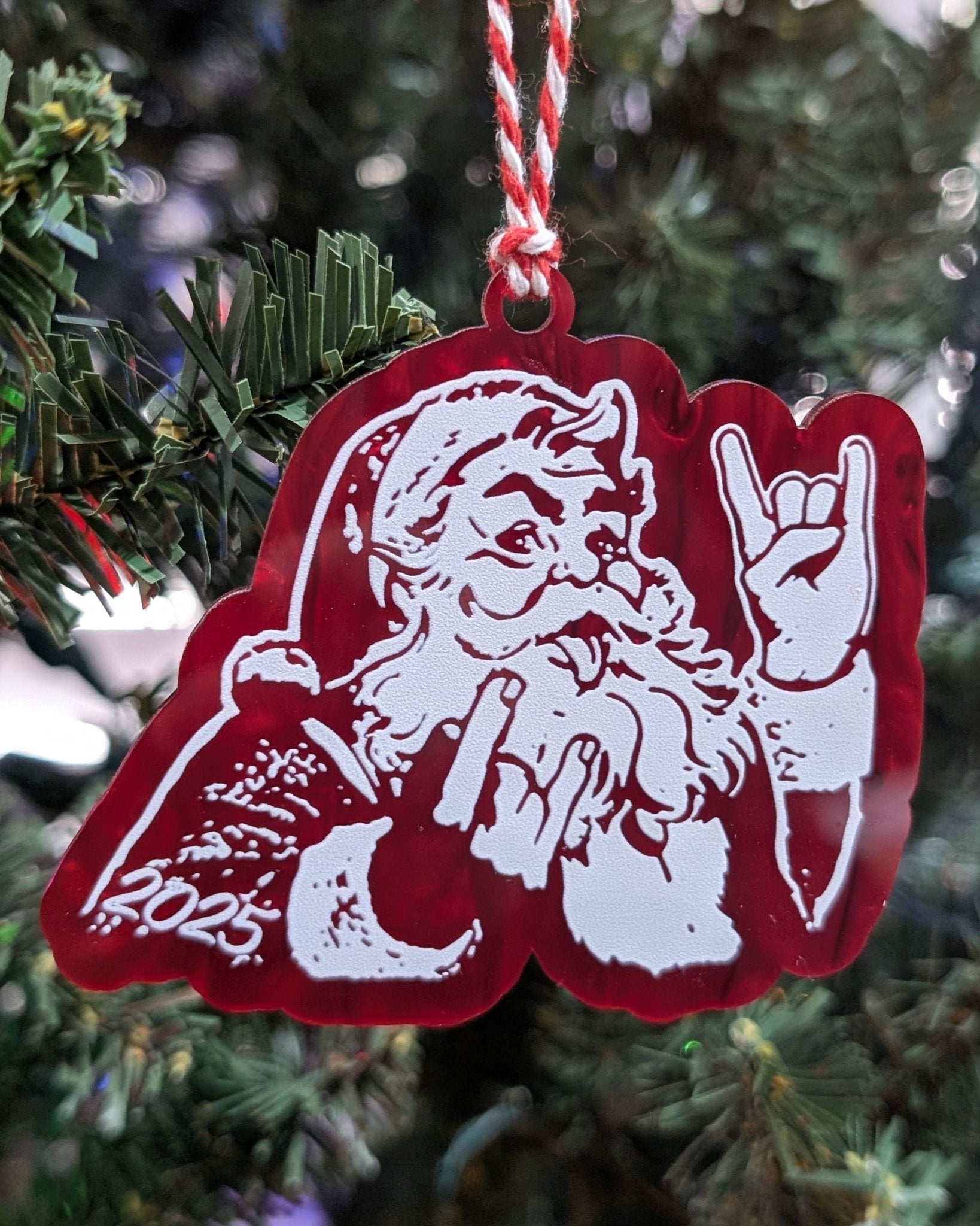 Rocker Santa Ornament