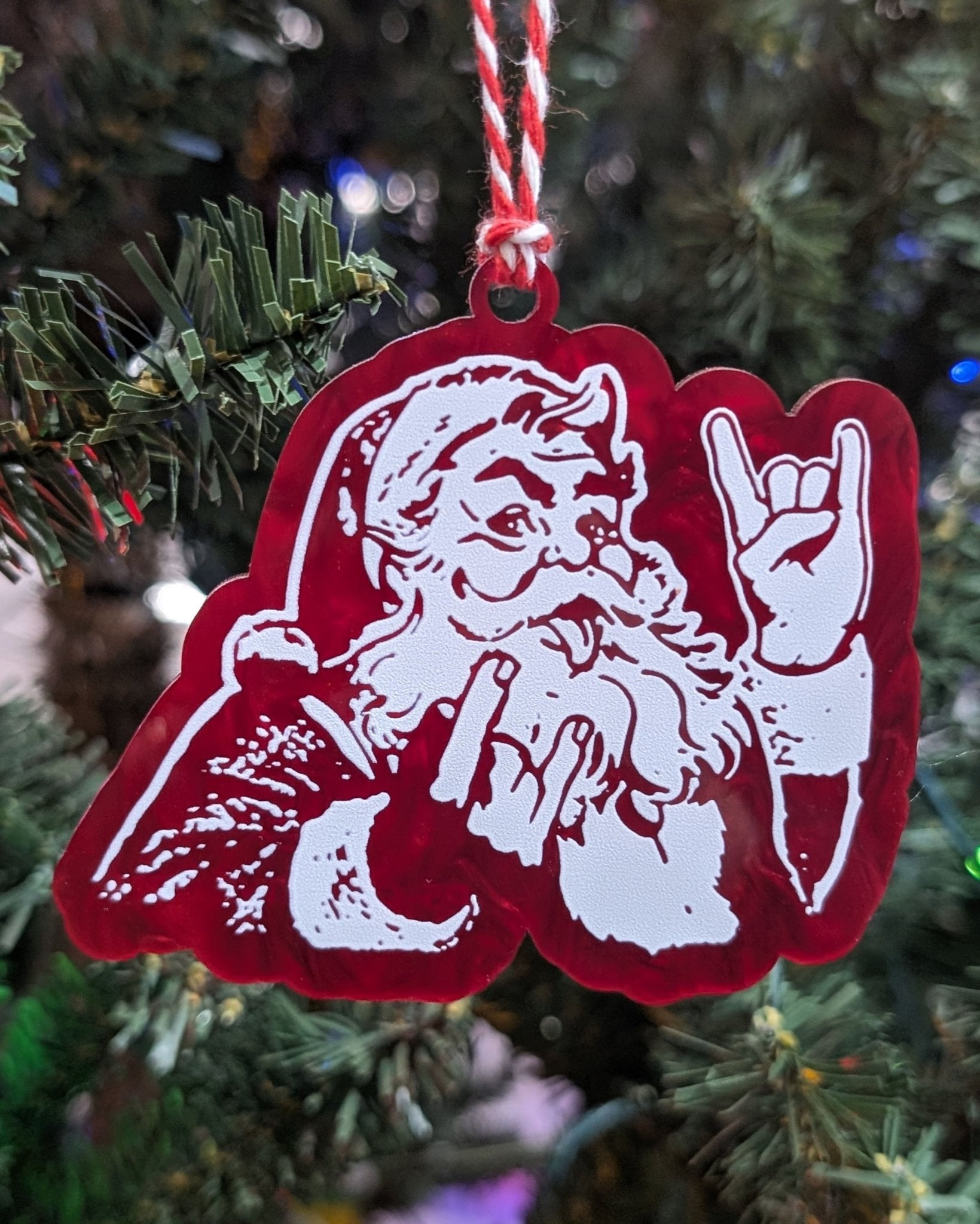 Rocker Santa Ornament