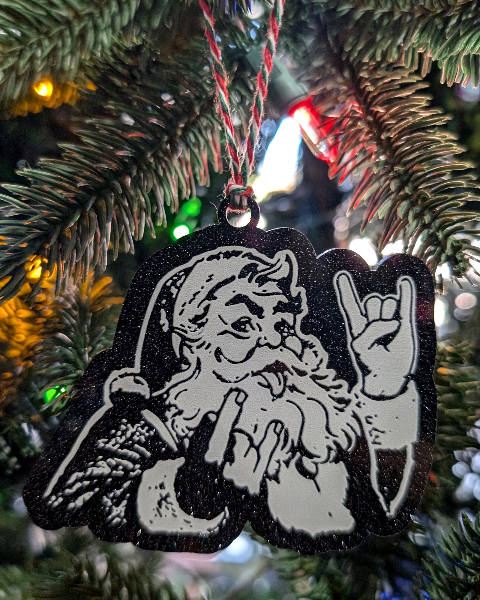 Rocker Santa Ornament