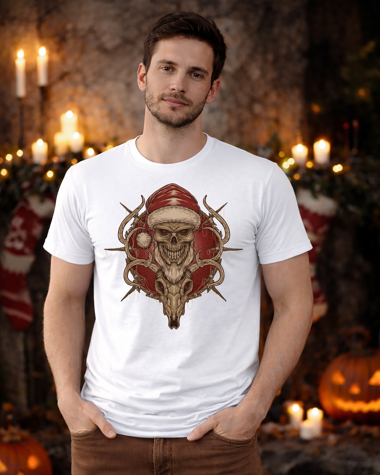 Santa Reindeer Skull T-Shirt