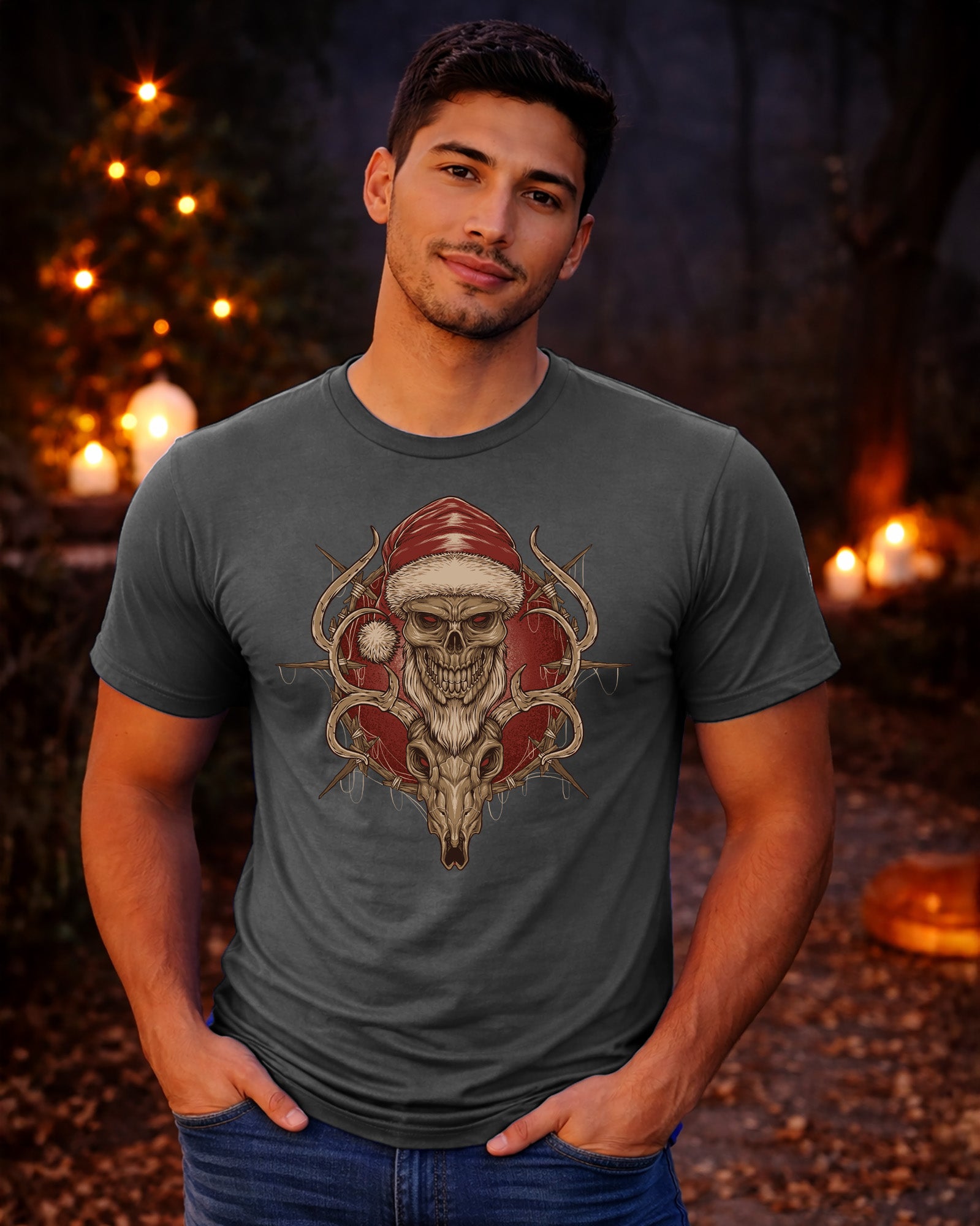 Santa Reindeer Skull T-Shirt